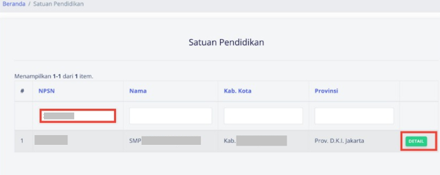 reset secret key oleh Admin Instansi Dinas Pendidikan